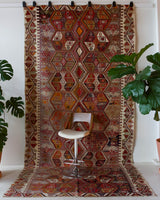 Vintage kilim rug in living room setting, bright colors, wild shaman, soft rug, bold color, Portland, Oregon, rug store, rug shop, local shop, vintage rug, modern kilim, warm colors