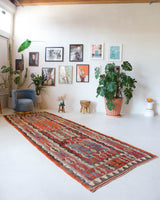 Vintage kilim rug in living room setting, bright colors, wild shaman, soft rug, bold color, Portland, Oregon, rug store, rug shop, local shop, vintage rug, modern kilim, warm colors