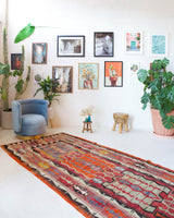Vintage kilim rug in living room setting, bright colors, wild shaman, soft rug, bold color, Portland, Oregon, rug store, rug shop, local shop, vintage rug, modern kilim, warm colors