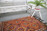 Vintage Mersin Mut Cicim Kilim Rug 2.4ftx3.8ft