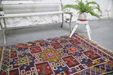 Vintage Mersin Mut Cicim Kilim Rug 2.10ftx4.2ft