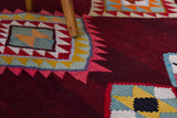 Vintage kilim rug in living room setting, bright colors, wild shaman, soft rug, bold color, Portland, Oregon, rug store, rug shop, local shop, vintage rug, modern kilim, warm colors