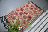 Vintage Mersin Mut Cicim Kilim Rug 2.7ftx4.5ft