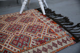Vintage Mersin Mut Cicim Kilim Rug 2.7ftx4.5ft