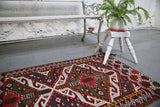 Vintage Mersin Mut Cicim Kilim Rug 2.3ftx3.8ft