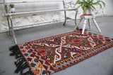 Vintage Mersin Mut Cicim Kilim Rug 2.3ftx3.8ft