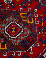 Vintage Turkish rug in a living room setting, pile rug, Turkish rug, vintage rug, portland, rug shop, bright colors, wild shaman, soft rug, bold color, Portland, Oregon, rug store, rug shop, local shop, antique rug