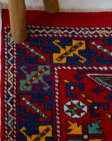 Vintage Turkish rug in a living room setting, pile rug, Turkish rug, vintage rug, portland, rug shop, bright colors, wild shaman, soft rug, bold color, Portland, Oregon, rug store, rug shop, local shop, antique rug