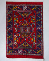 Vintage Turkish rug in a living room setting, pile rug, Turkish rug, vintage rug, portland, rug shop, bright colors, wild shaman, soft rug, bold color, Portland, Oregon, rug store, rug shop, local shop, antique rug