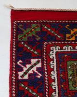 Vintage Turkish rug in a living room setting, pile rug, Turkish rug, vintage rug, portland, rug shop, bright colors, wild shaman, soft rug, bold color, Portland, Oregon, rug store, rug shop, local shop, antique rug