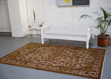 Vintage Overdyed Isparta Rug in olive green 5.6ftx8.5ft