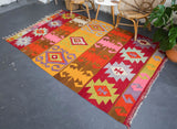 Turkish rug, vintage rug, flat weave, kilim rug, large area rug, square rug, Wild Shaman, Portland, Oregon, rug store, rug shop, local shop, bright colors, area rug, red rug, bold color