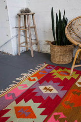 Turkish rug, vintage rug, flat weave, kilim rug, large area rug, square rug, Wild Shaman, Portland, Oregon, rug store, rug shop, local shop, bright colors, area rug, red rug, bold color