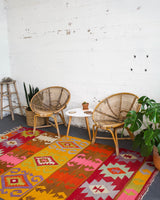 Turkish rug, vintage rug, flat weave, kilim rug, large area rug, square rug, Wild Shaman, Portland, Oregon, rug store, rug shop, local shop, bright colors, area rug, red rug, bold color