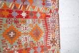 orange, green, bright color, antique, oushak rug, portland rug shop, rug store, wild shaman