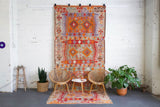 orange, green, bright color, antique, oushak rug, portland rug shop, rug store, wild shaman