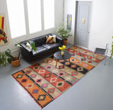 Turkish rug, vintage rug, flat weave, kilim rug, large area rug, square rug, Wild Shaman, Portland, Oregon, rug store, rug shop, local shop,  bright colors, area rug, red rug, bold color