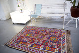 Vintage Mersin Mut Cicim Kilim Rug 3.3ftx4.5ft