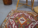 Vintage Mersin Mut Cicim Kilim Rug 2.6ftx3.10ft