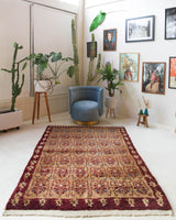 Vintage Turkish rug in a living room setting, pile rug, Turkish rug, vintage rug, portland, rug shop, bright colors, wild shaman, soft rug, bold color, Portland, Oregon, rug store, rug shop, local shop, antique rug