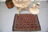 Vintage Mersin Mut Cicim Kilim Rug 2.4ftx3.11ft