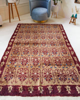 Vintage Turkish rug in a living room setting, pile rug, Turkish rug, vintage rug, portland, rug shop, bright colors, wild shaman, soft rug, bold color, Portland, Oregon, rug store, rug shop, local shop, antique rug