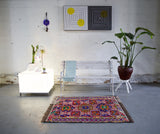 Vintage Mersin Mut Cicim Kilim Rug 3.3ftx4.2ft