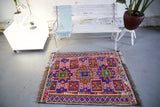 Vintage Mersin Mut Cicim Kilim Rug 3.3ftx4.2ft