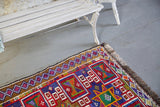 Vintage Mersin Mut Cicim Kilim Rug 3.3ftx4.2ft
