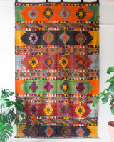 Turkish rug, vintage rug, flat weave, kilim rug, large area rug, square rug, Wild Shaman, Portland, Oregon, rug store, rug shop, local shop, bright colors, area rug, red rug, bold color