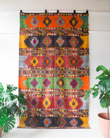 Turkish rug, vintage rug, flat weave, kilim rug, large area rug, square rug, Wild Shaman, Portland, Oregon, rug store, rug shop, local shop, bright colors, area rug, red rug, bold color