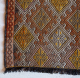 Vintage mini kilim rug in room decor setting, kilim, Turkish rug, vintage rug, portland, rug shop, bright colors, wild shaman, soft rug, bold color, Portland, Oregon, rug store, rug shop, local shop