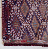 Vintage mini kilim rug in room decor setting, kilim, Turkish rug, vintage rug, portland, rug shop, bright colors, wild shaman, soft rug, bold color, Portland, Oregon, rug store, rug shop, local shop