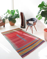 Turkish rug, vintage rug, flat weave, kilim rug, large area rug, square rug, Wild Shaman, Portland, Oregon, rug store, rug shop, local shop, bright colors, area rug, red rug, bold color