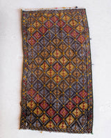 Vintage mini kilim rug in room decor setting, kilim, Turkish rug, vintage rug, portland, rug shop, bright colors, wild shaman, soft rug, bold color, Portland, Oregon, rug store, rug shop, local shop