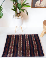 Vintage mini kilim rug in room decor setting, kilim, Turkish rug, vintage rug, portland, rug shop, bright colors, wild shaman, soft rug, bold color, Portland, Oregon, rug store, rug shop, local shop