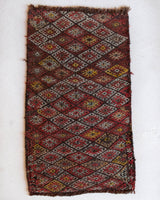 Vintage mini kilim rug in room decor setting, kilim, Turkish rug, vintage rug, portland, rug shop, bright colors, wild shaman, soft rug, bold color, Portland, Oregon, rug store, rug shop, local shop