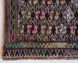 Vintage mini kilim rug in room decor setting, kilim, Turkish rug, vintage rug, portland, rug shop, bright colors, wild shaman, soft rug, bold color, Portland, Oregon, rug store, rug shop, local shop