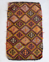 Vintage mini kilim rug in room decor setting, kilim, Turkish rug, vintage rug, portland, rug shop, bright colors, wild shaman, soft rug, bold color, Portland, Oregon, rug store, rug shop, local shop