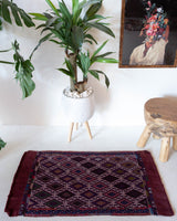 Vintage mini kilim rug in room decor setting, kilim, Turkish rug, vintage rug, portland, rug shop, bright colors, wild shaman, soft rug, bold color, Portland, Oregon, rug store, rug shop, local shop