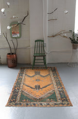 Vintage Anatolian Rug 3.9ftx6.6ft