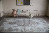 Vintage Overdyed Isparta Rug in light blue 7ftx10.6ft