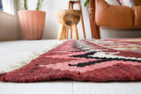 Vintage kilim rug in living room setting, bright colors, wild shaman, soft rug, bold color, Portland, Oregon, rug store, rug shop, local shop, vintage rug, modern kilim, warm