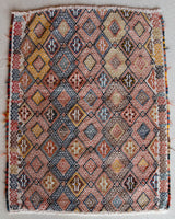 Vintage mini kilim rug in room decor setting, kilim, Turkish rug, vintage rug, portland, rug shop, bright colors, wild shaman, soft rug, bold color, Portland, Oregon, rug store, rug shop, local shop