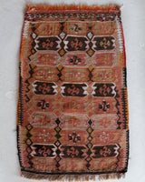 Vintage mini kilim rug in room decor setting, kilim, Turkish rug, vintage rug, portland, rug shop, bright colors, wild shaman, soft rug, bold color, Portland, Oregon, rug store, rug shop, local shop