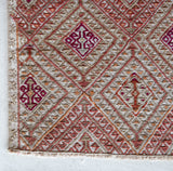 Vintage mini kilim rug in room decor setting, kilim, Turkish rug, vintage rug, portland, rug shop, bright colors, wild shaman, soft rug, bold color, Portland, Oregon, rug store, rug shop, local shop