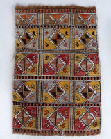 Vintage mini kilim rug in room decor setting, kilim, Turkish rug, vintage rug, portland, rug shop, bright colors, wild shaman, soft rug, bold color, Portland, Oregon, rug store, rug shop, local shop