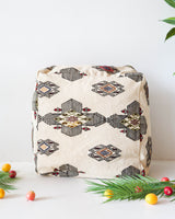 Floor pouf in a living room setting, pillow, turkish pillow, kilim pillow, home decor, decorative pillow, sham, rug pillow, decor, home decor, pouf, floor cushion, cushion, Portland, rugshop, Oregon, Wild Shaman, ottoman