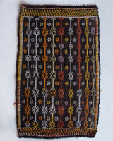 Vintage mini kilim rug in room decor setting, kilim, Turkish rug, vintage rug, portland, rug shop, bright colors, wild shaman, soft rug, bold color, Portland, Oregon, rug store, rug shop, local shop