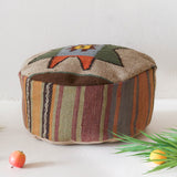 Floor pouf in a living room setting, pillow, turkish pillow, kilim pillow, home decor, decorative pillow, sham, rug pillow, decor, home decor, pouf, floor cushion, cushion, Portland, rugshop, Oregon, Wild Shaman, ottoman
